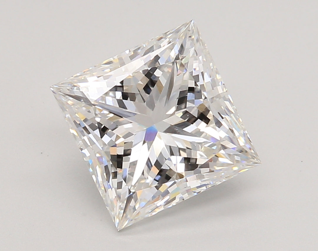 3.57 Carat Princess Shaped, Ideal Cut, F Color, VVS2 Clarity, IGI Certified Lab Grown Diamond