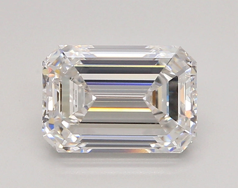 2.05 Carat Emerald Shaped, Ideal Cut, F Color, VVS2 Clarity, IGI Certified Lab Grown Diamond