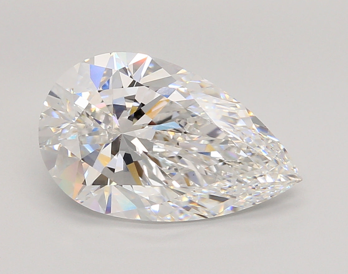 4.07 Carat Pear Shaped, Ideal Cut, E Color, VVS2 Clarity, IGI Certified Lab Grown Diamond