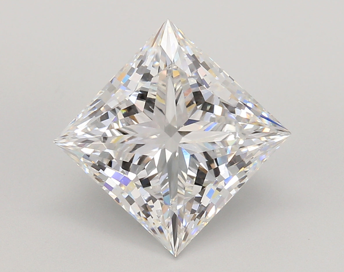4.53 Carat Princess Shaped, Ideal Cut, D Color, VVS2 Clarity, IGI Certified Lab Grown Diamond
