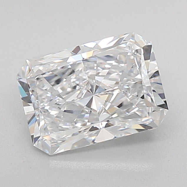1.55 Carat Radiant Shaped, Ideal Cut, D Color, VVS2 Clarity, IGI Certified Lab Grown Diamond