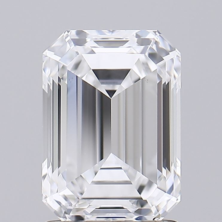 1.72 Carat Emerald Shaped, Ideal Cut, D Color, VS1 Clarity, IGI Certified Lab Grown Diamond