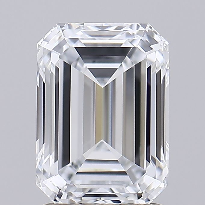 2.02 Carat Emerald Shaped, Ideal Cut, F Color, VVS2 Clarity, IGI Certified Lab Grown Diamond