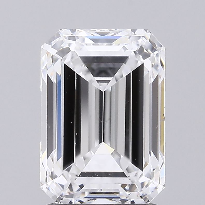 2.10 Carat Emerald Shaped, Ideal Cut, E Color, VVS2 Clarity, IGI Certified Lab Grown Diamond