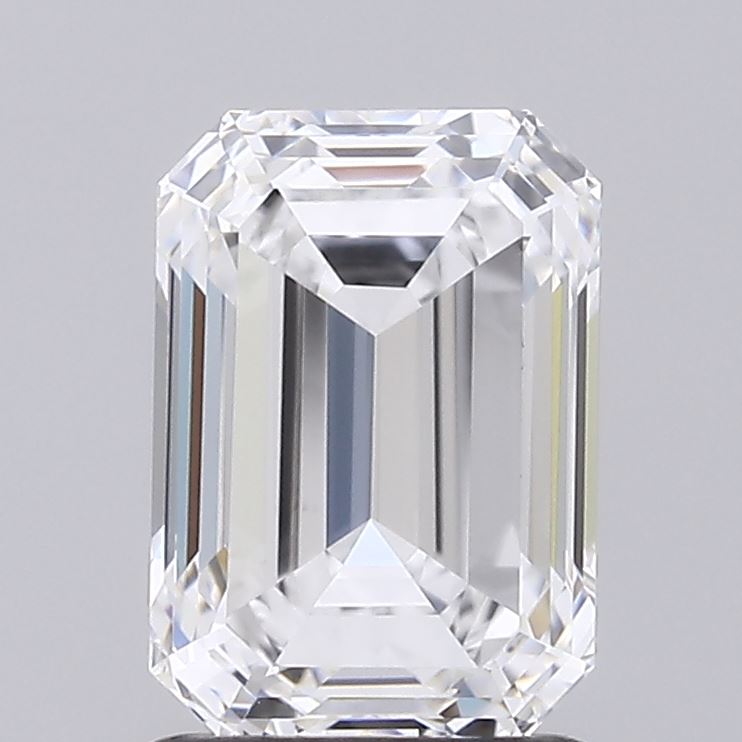 1.64 Carat Emerald Shaped, Ideal Cut, D Color, VVS2 Clarity, IGI Certified Lab Grown Diamond