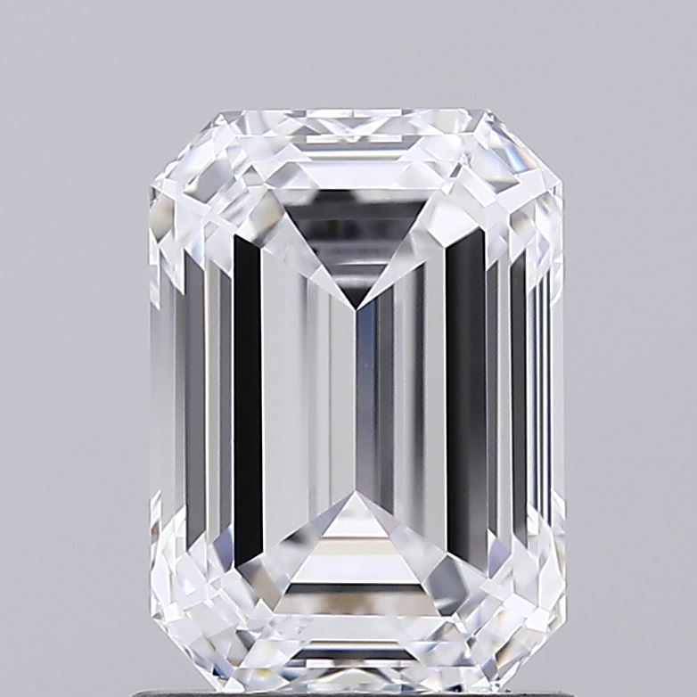 1.57 Carat Emerald Shaped, Ideal Cut, D Color, VVS2 Clarity, IGI Certified Lab Grown Diamond
