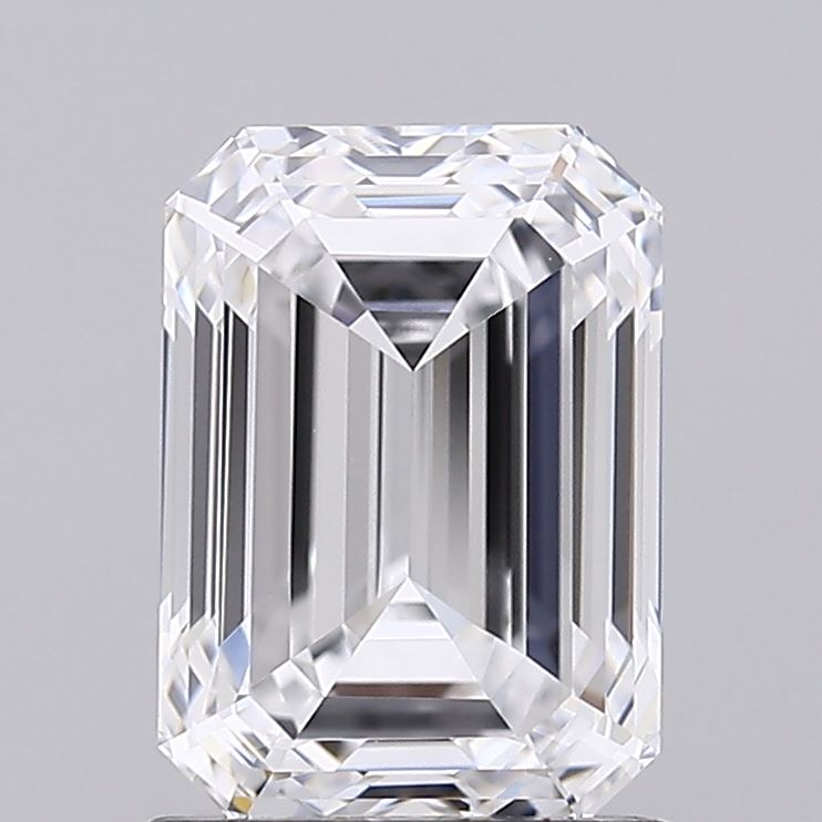 1.53 Carat Emerald Shaped, Ideal Cut, D Color, VS1 Clarity, IGI Certified Lab Grown Diamond