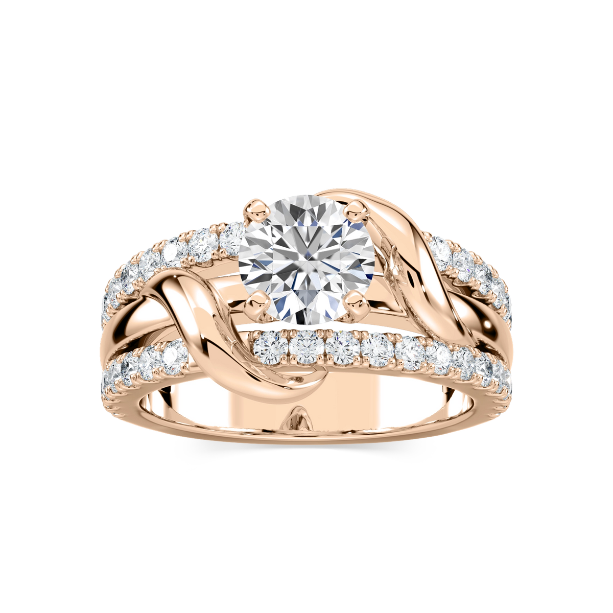 Layla Round Lab Grown Diamond Vine Side Stone Engagement Ring