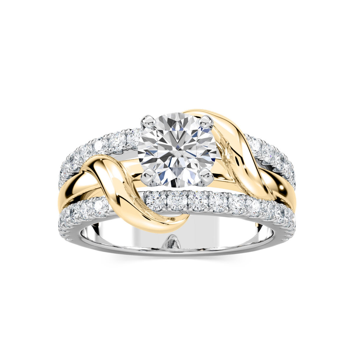 Layla Round Lab Grown Diamond Vine Side Stone Engagement Ring