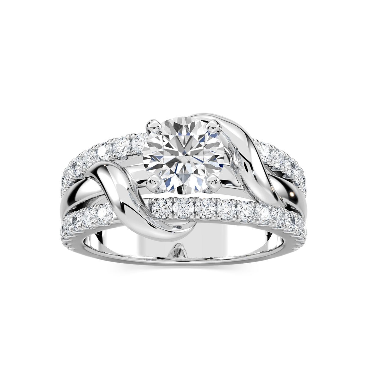 Layla Round Lab Grown Diamond Vine Side Stone Engagement Ring