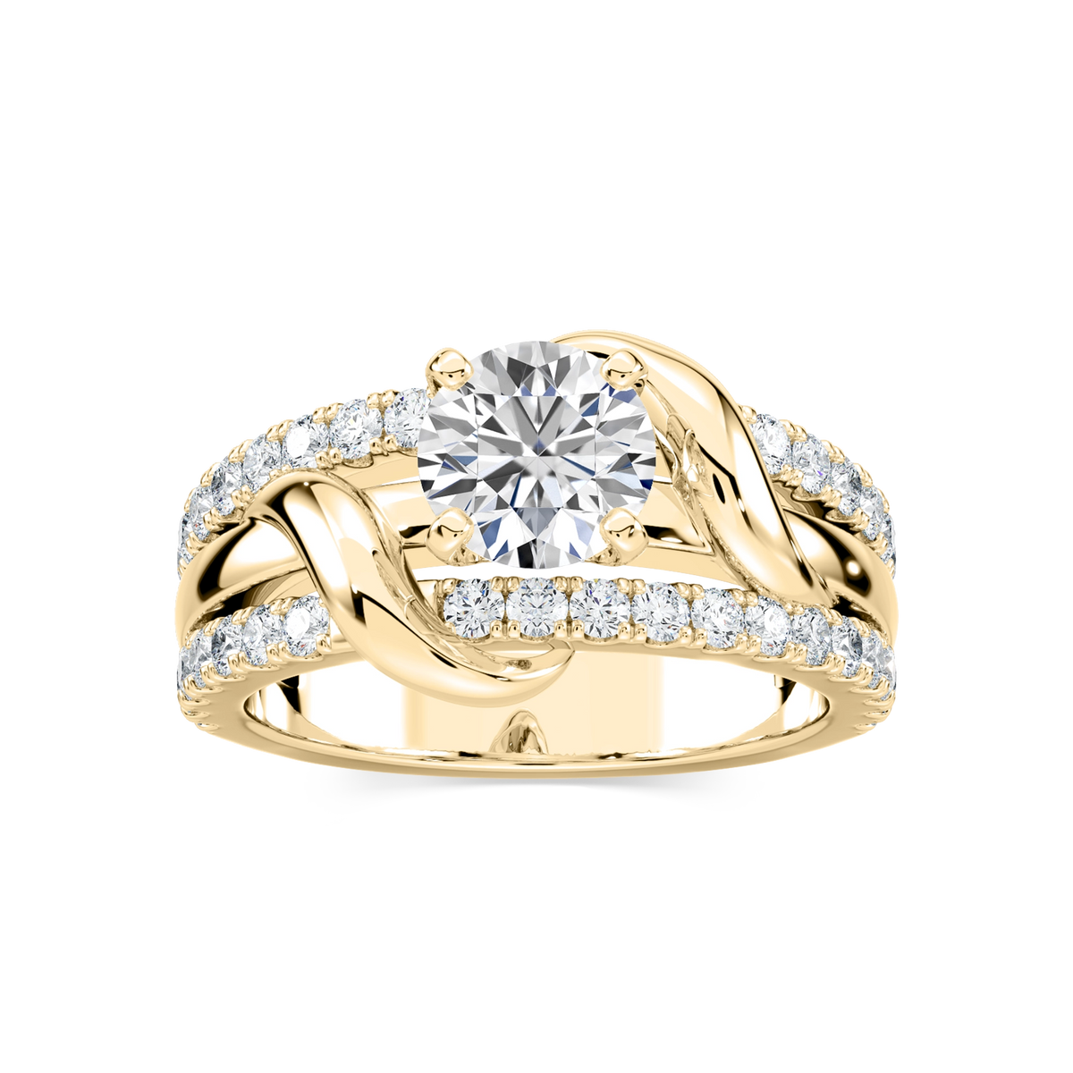 Layla Round Lab Grown Diamond Vine Side Stone Engagement Ring