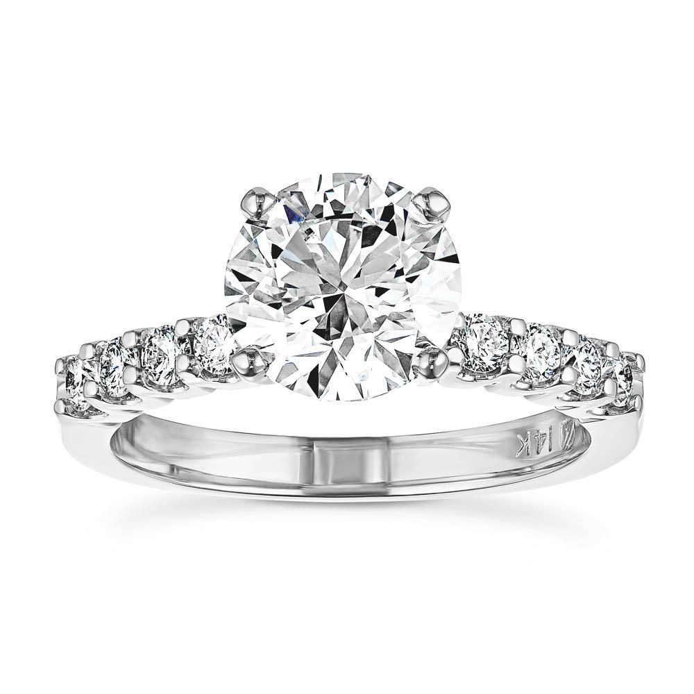 Engagement Ring with Lab Grown Diamond, 10 Stone Accented
