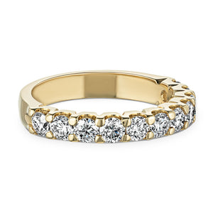 Ethical diamond accented anniversary band with 11 round cut lab grown diamonds set in recycled 14k yellow gold
