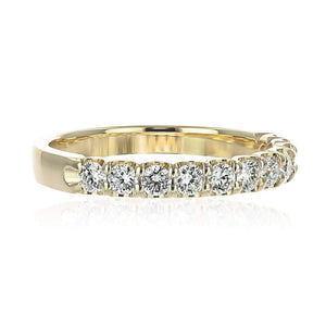 Beautiful diamond accented anniversary band with 11 round cut lab created diamonds set in 14k recycled yellow gold