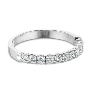 Diamond accented wedding band with 11 round cut lab grown diamonds set in recycled 14k white gold