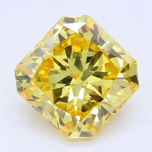 1.36 Carat Radiant Cut Orangy Yellow Lab Created Diamond