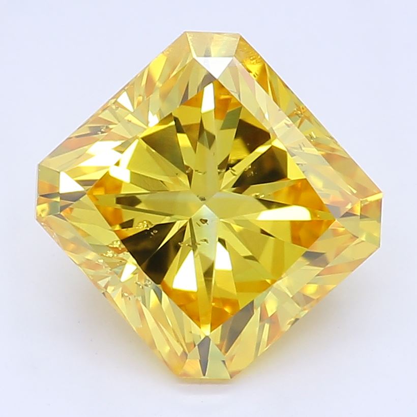 1.25 Carat Radiant Cut Orangy Yellow Lab Created Diamond