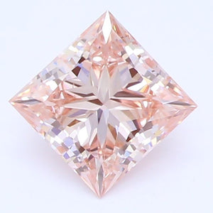 0.56 Carat Princess Cut Orangy Pink Lab Created Diamond