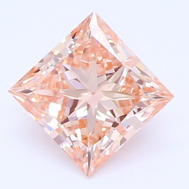 0.57 Carat Princess Cut Vivid Orangy Pink Lab Created Diamond