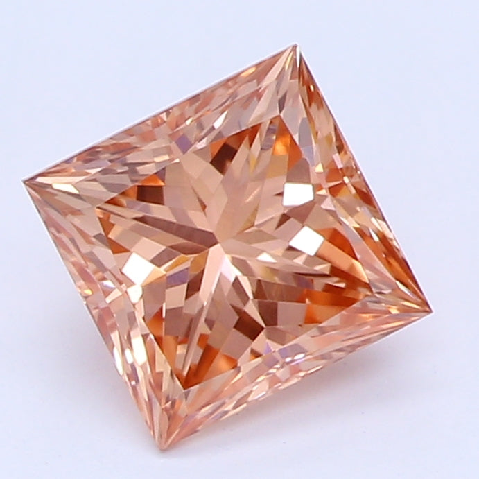 0.76 Carat Princess Cut Deep Pink Lab Created Diamond