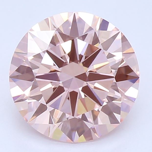 0.82 Carat Round Cut Orangy Pink Lab Created Diamond