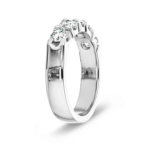 5 stone lab grown diamond wedding band in 14k white gold shown from side