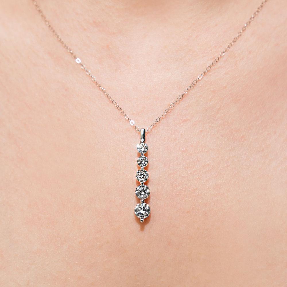 Five Stone Vertical Necklace in 14K white gold | 5 stone vertical necklace gold lab grown diamonds