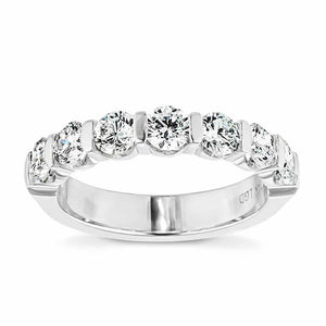 7 stone wedding ring with bar set lab grown diamonds in 14k white gold