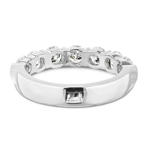 7 stone wedding ring with bar set lab grown diamonds in 14k white gold shown from behind