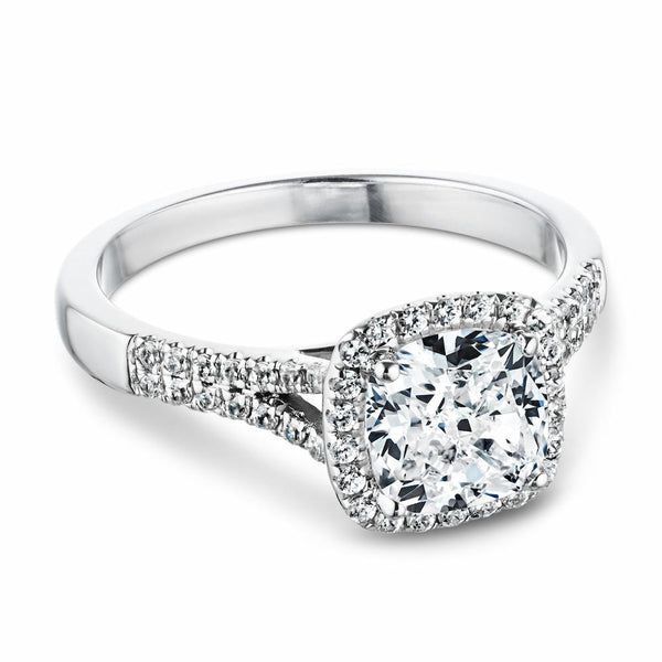 Adara Accented Engagement Ring shown here with a 2.0ct cushion cut lab grown diamond set in recycled 14K white gold. | Adara accented engagement ring 2.0ct lab-grown diamond cushion cut engagement ring