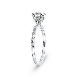 Adelaide diamond accented hidden halo engagement ring with 1ct round cut lab grown diamond in 14k white gold