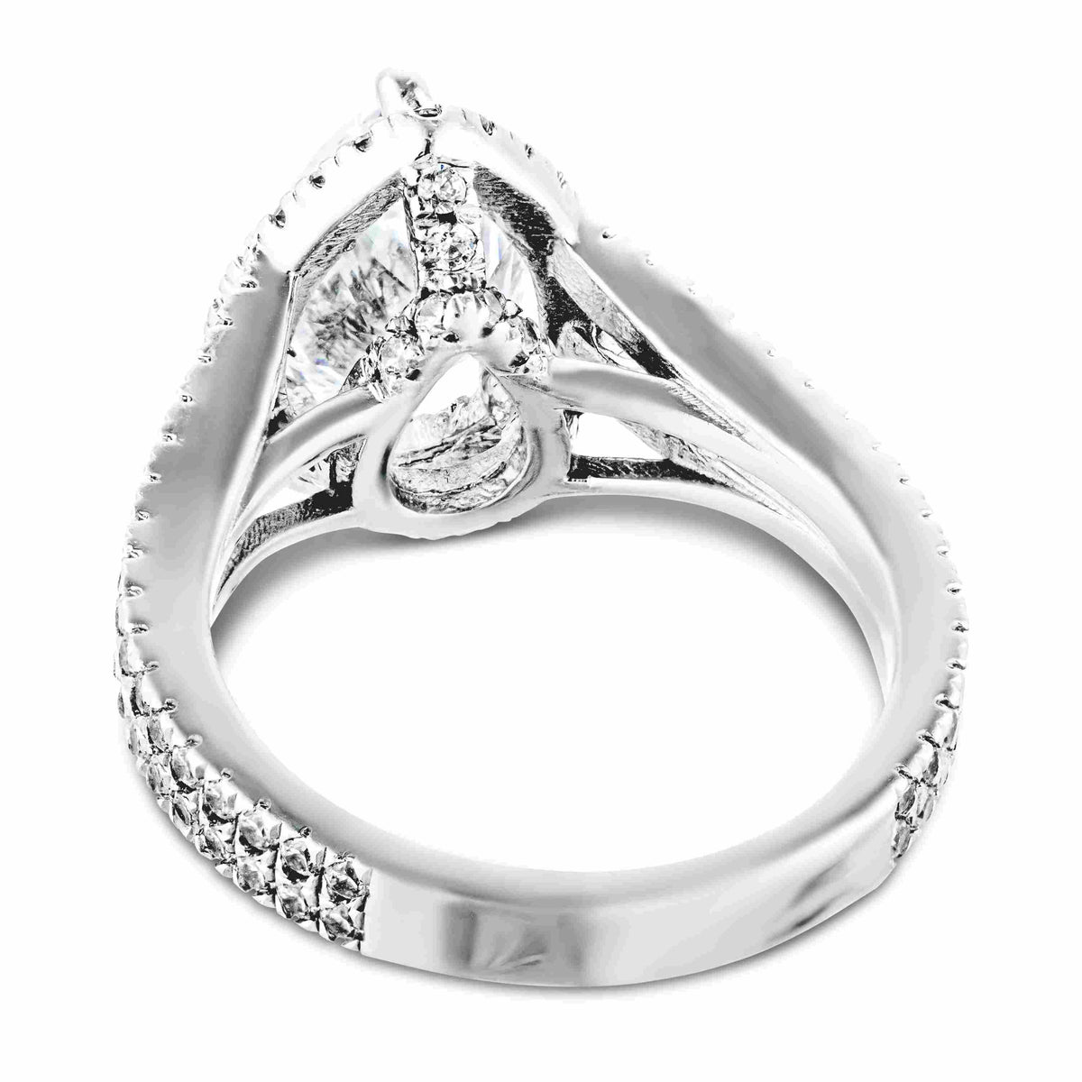 Shown with 2ct Pear Cut Lab Grown Diamond in 14k White Gold