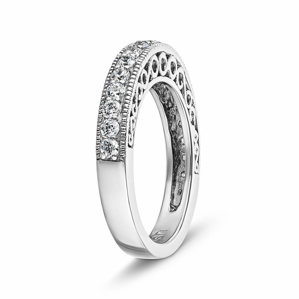Ali Stackable Band is set with 0.47ctw round cut recycled diamonds in platinum 