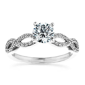 Diamond accented engagement ring with 1ct round cut lab grown diamond in 14k white gold