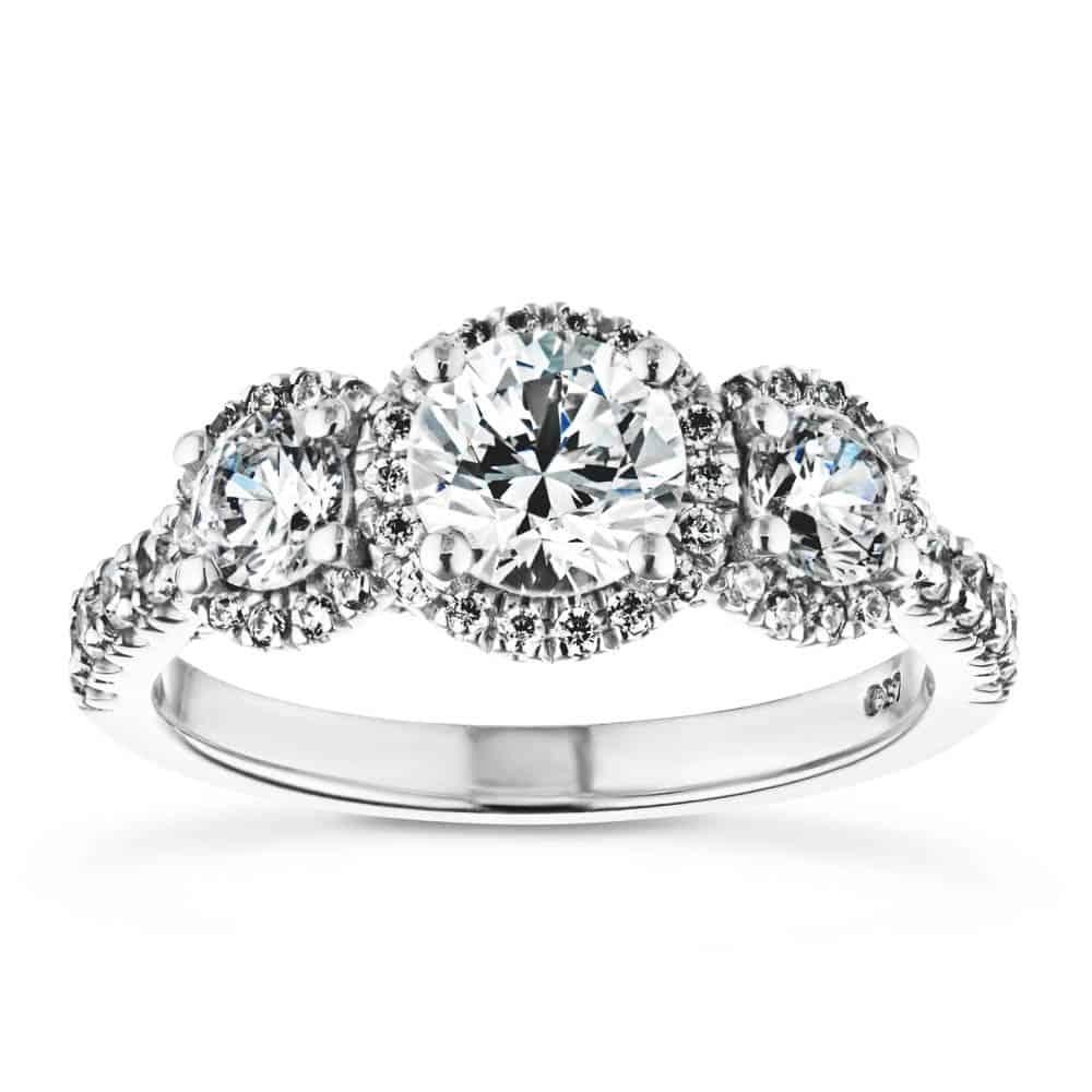 Shown with Round Cut Lab Grown Diamonds in 14k White Gold