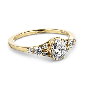  antique style 1.0ct Oval cut Lab-Grown Diamond in recycled 14K yellow gold with recycled accenting stones
