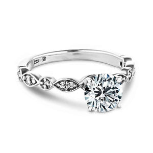  1.0ct lab-grown diamond antique diamond accented engagement ring in white gold
