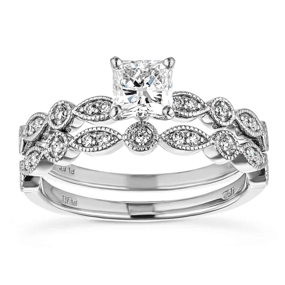 Antique-Style Sapphire Wedding Ring Set