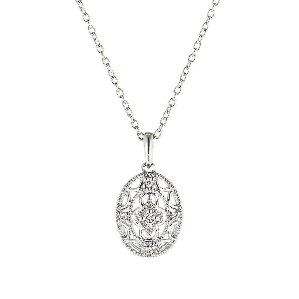 Antique Oval Pendant in sterling silver with recycled diamonds 