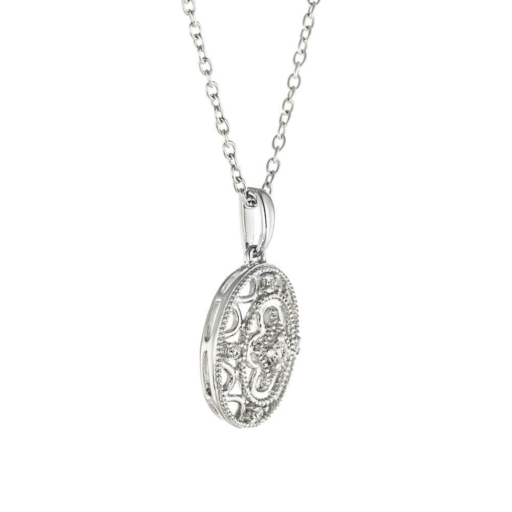 Antique Oval Pendant in sterling silver with recycled diamonds 