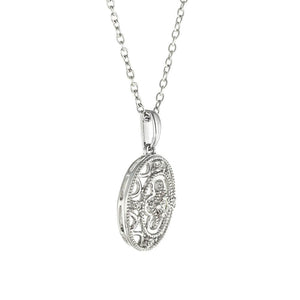  sterling silver oval pendant recycled diamonds