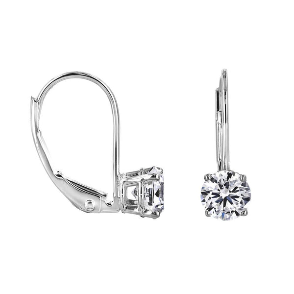 Round Lab Grown Diamond Leverback Basket Drop Earrings
