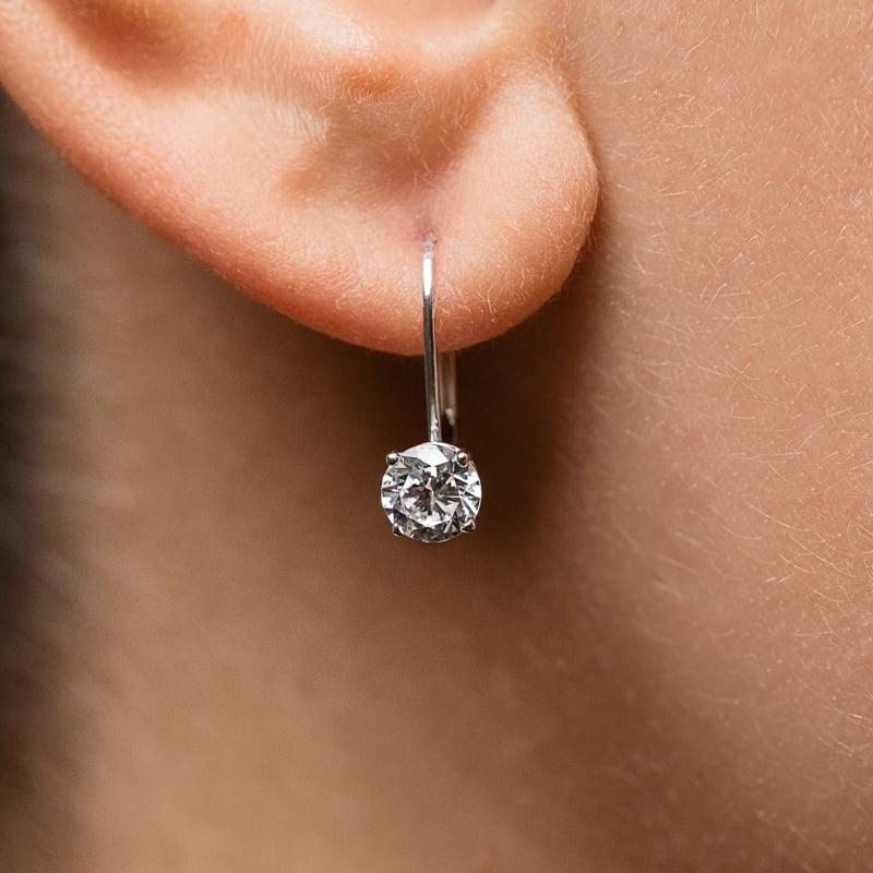 Shop Lila Baguette Diamond Dangling Earrings In 18K Rose Gold Online