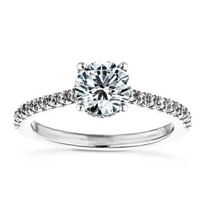 Hidden halo diamond accented engagement ring with 1ct round cut lab grown diamond in 14k white gold