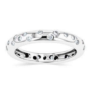 scattered eternity lab grown diamond band in 14k white gold metal