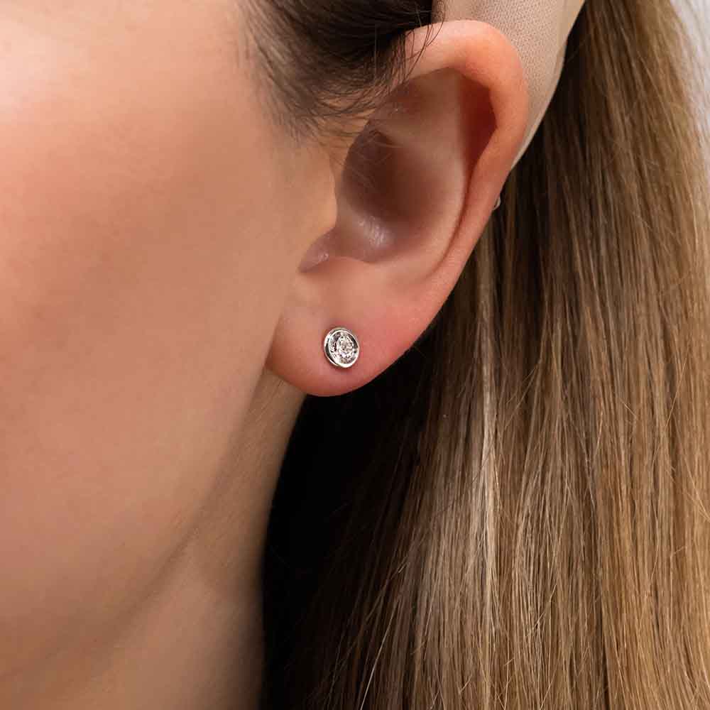 Bezel Set Lab Grown Diamond Studs (RTS) - Round Cut 1.0ctw | Lab-grown diamond earrings