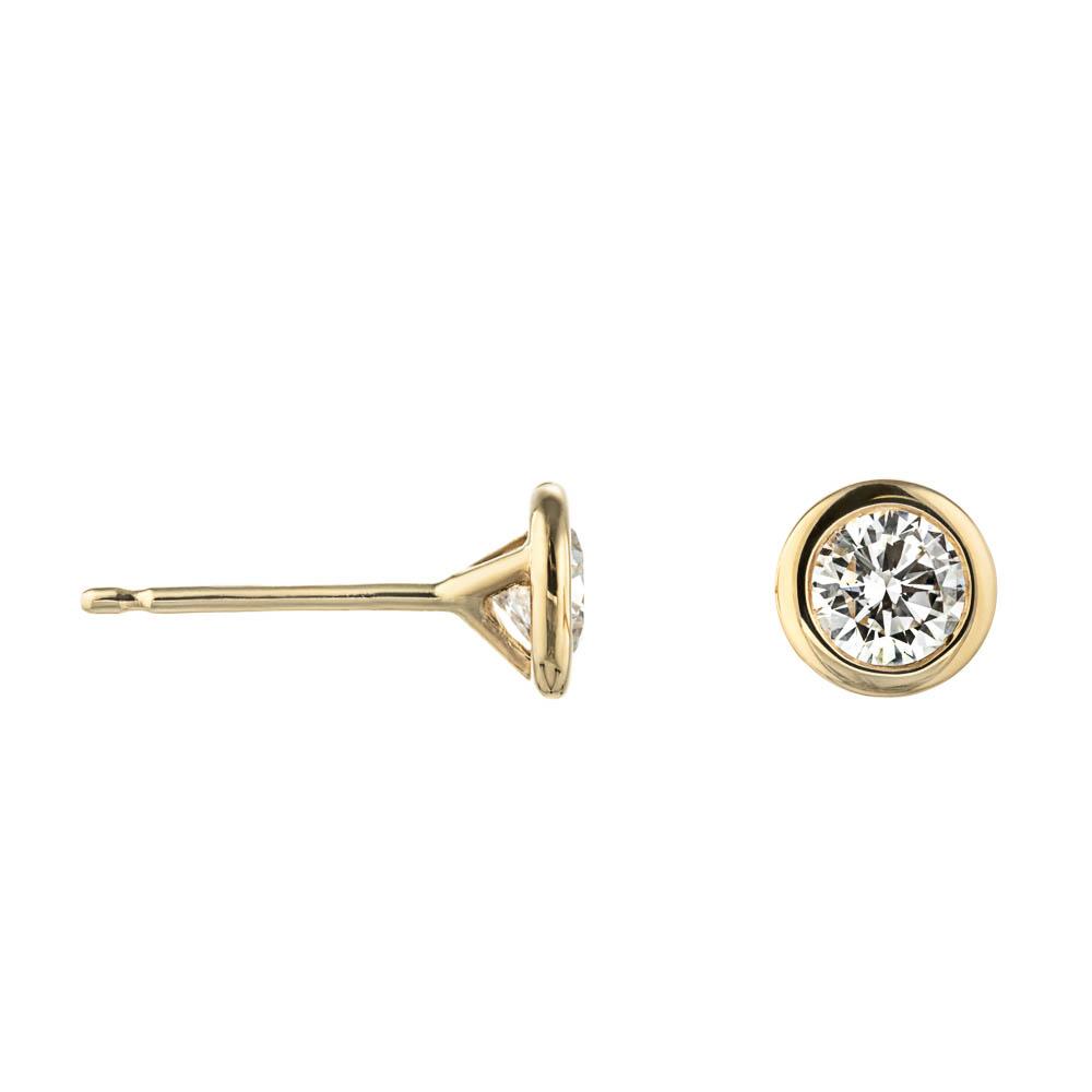 Lab-Grown Diamond Bezel Stud Earrings in 14K yellow gold | bezel studs round cut diamonds yellow gold