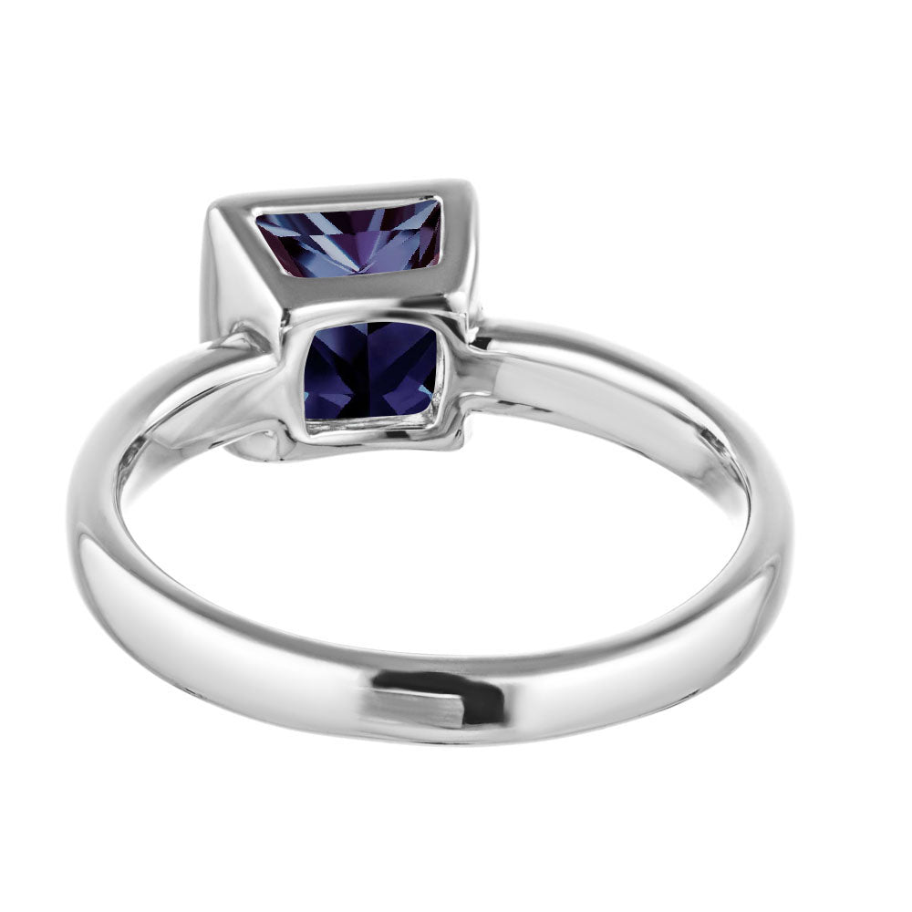 Shown with a 1.5ct princess cut Lab Grown Alexandrite in 14K White Gold 