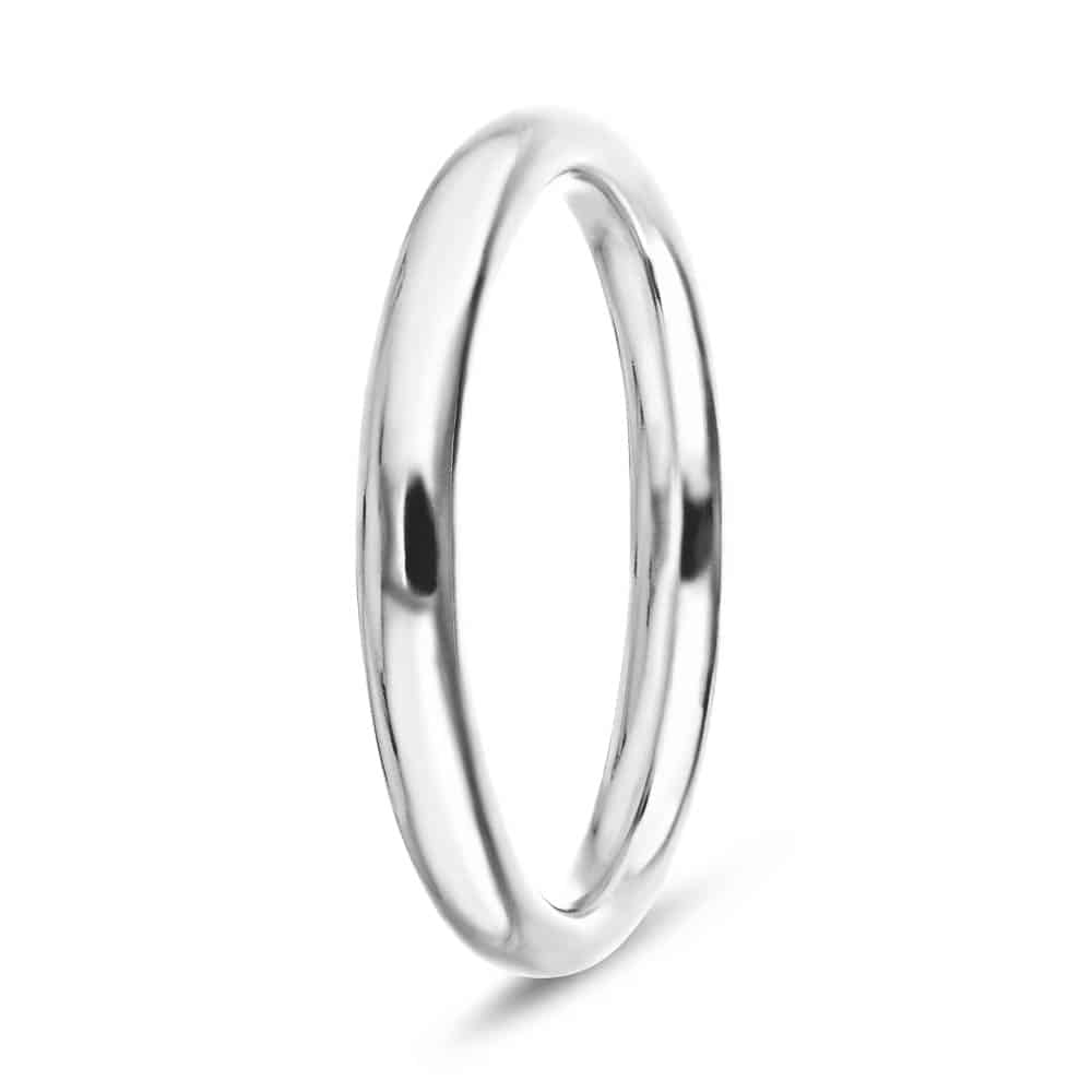 Wedding Band in recycled 14K white gold for Blond Solitaire Wedding Set
