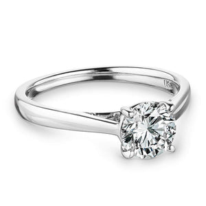 Blonde Solitaire Engagement Ring with 1ct Round cut Lab Grown Diamond in 14K White Gold